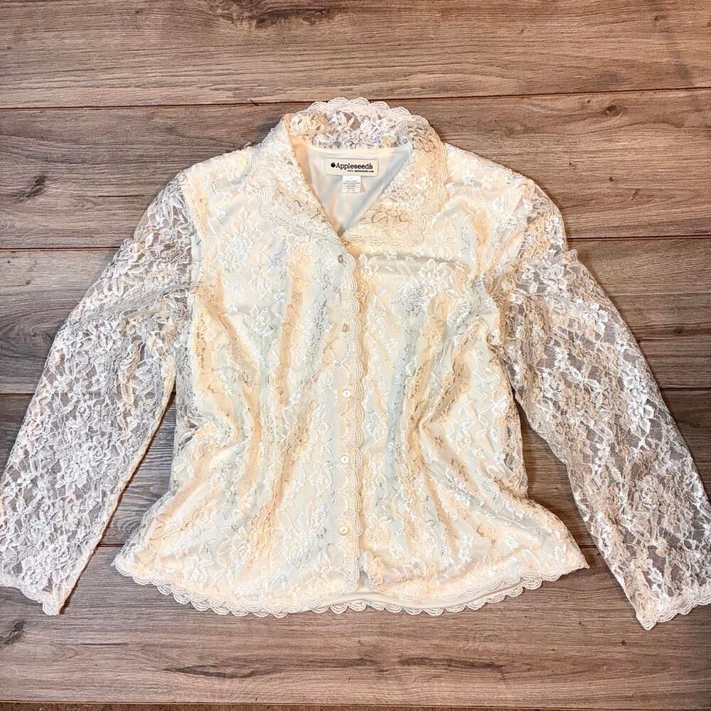 Appleseed-s Women's Cream and White Blouse